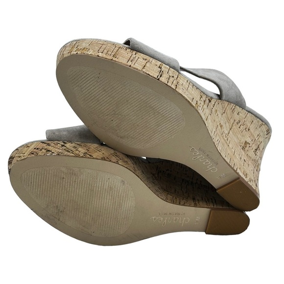 CHARLES by Charles David Latrice Nude Vegan Suede Cork Wedge Sandals Size 10 - Picture 5 of 7